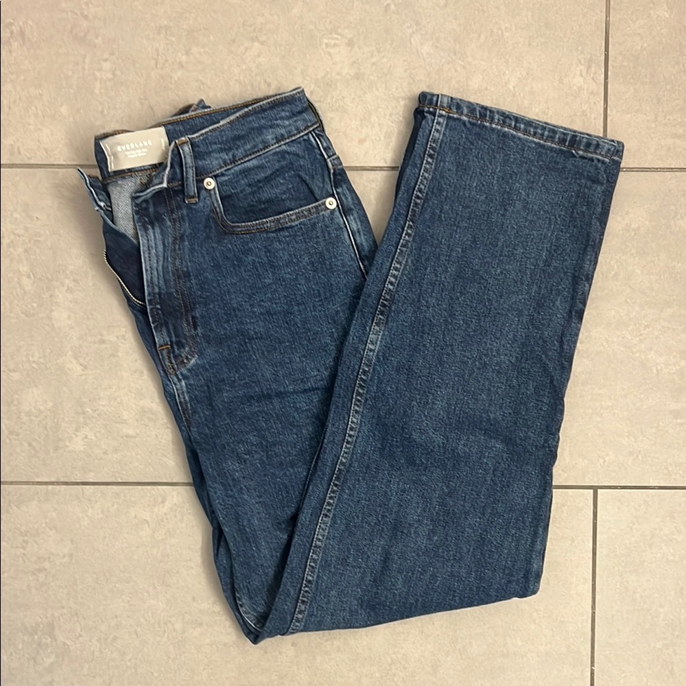 Everlane Blue Straight-Leg Jeans “Way High” Style